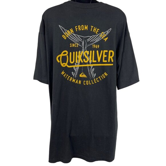 Quiksilver Waterman Collection Black Graphic Tee Extra Large XL Short Sleeve New - Picture 4 of 7